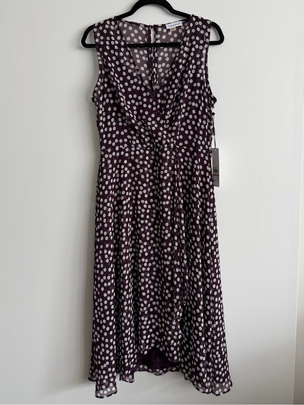 Calvin Klein Plum Polka Dot Midi Dress